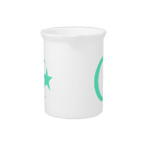 Sea Green Crescent & Star.png Beverage Pitcher