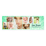 Sea Green Damask 8 Photo Skinny Business Card