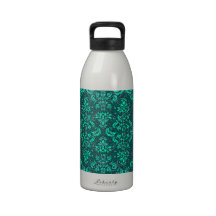 Sea Green Damask Tile 257 Drinking Bottles