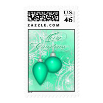 Sea Green Frosted Flourishes Winter Postage Stamp