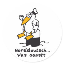 Sea gull at the port 3c North German Round Stickers