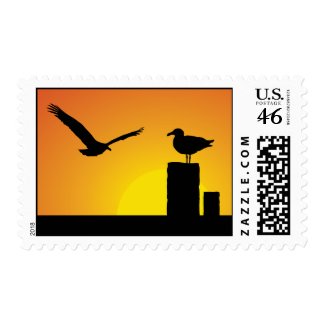 Sea Gulls at Sunset stamp
