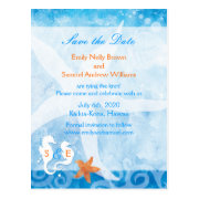 Sea Horse Beach Themed Save the Date Postcards