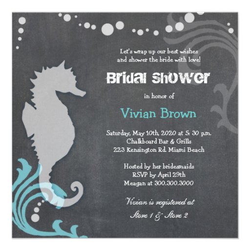 Sea Horse + Chalkboard Bridal Shower Invitations