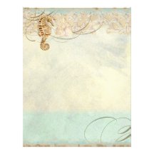 Sea Horse Coastal Beach - Monogrammed Stationery Customized Letterhead