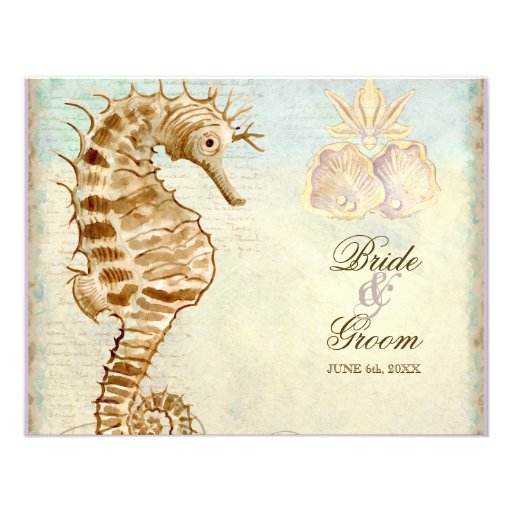 Sea Horse Coastal Beach - Wedding Invitation