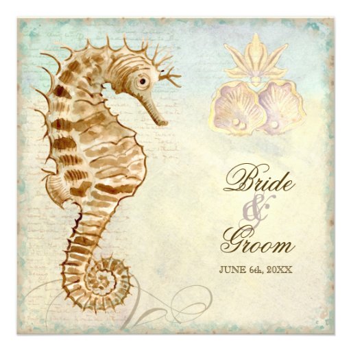 Sea Horse Coastal Beach - Wedding Invitation