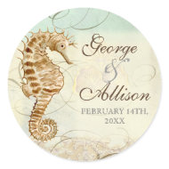 Sea Horse Coastal Beach - Wedding Sticker Seal sticker