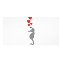 sea horse in love icon photo card template