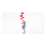 sea horse in love icon photo card template