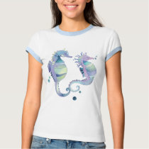 Sea Horse Ladies Ringer T-Shirt