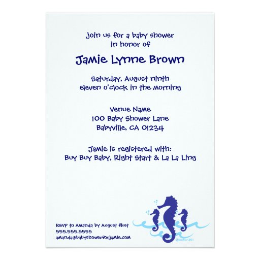 Sea Horse Organic Planet Baby Shower Invitations