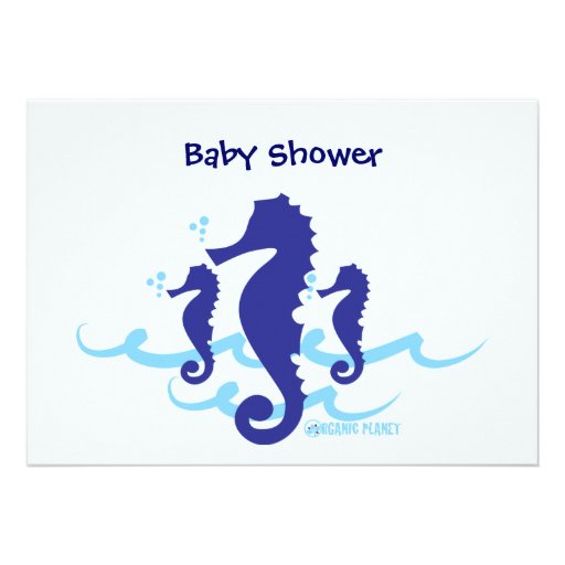 Sea Horse Organic Planet Baby Shower Invitations