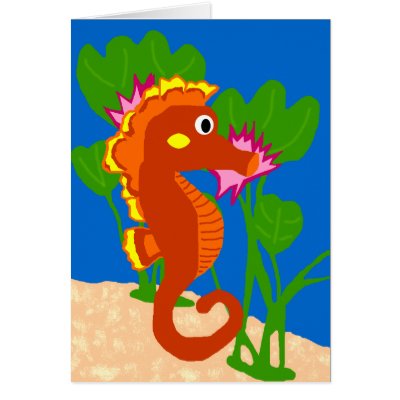 Sea horse  scene blank card by marcya7
