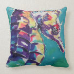 Sea Horse Silk Painting Pillow