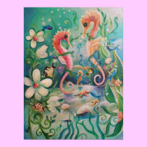 Sea Horses in Springtime Poster posters