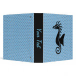 Sea Hourse on Blue Polka Dots 3 Ring Binder