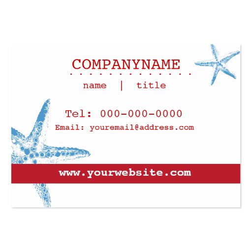 Sea Life Business Card Blue Red Design