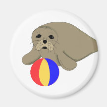 Sea Lion with a Beach Ball Fridge Magnet