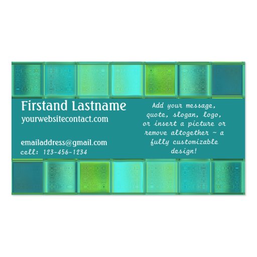 Sea Mosaic custom business card template (back side)