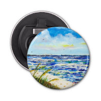 Sea Oats and Skyway Button Bottle Opener