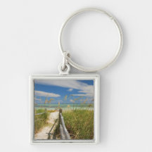 Sea oats Uniola paniculata) growing by beach, Keychains