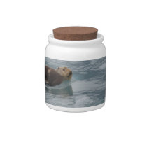 sea otter and baby candy dishes