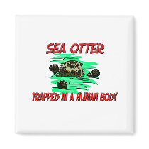 Sea Otter trapped in a human body magnets by AnimalShirts Sea Otter trapped in a human body magnets