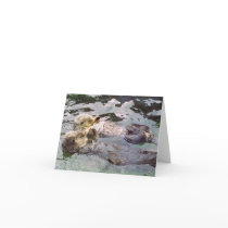 Sea Otters Holding Hands Greeting Card