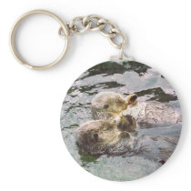 Sea Otters Holding Hands Keychain