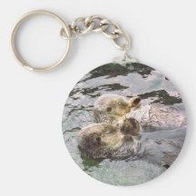 Sea Otters Holding Hands Keychain