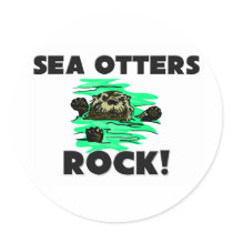 Sea Otters Rock Sticker
