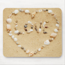 Sea Shell Love Heart Mouse Pads