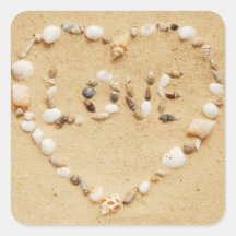 Sea Shell Love Heart Sticker