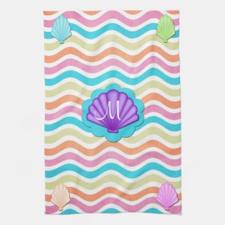 Sea Shells Monogram Kitchen Towel