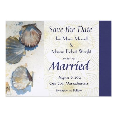 Sea Shells Wedding Save the Date Card Personalized Invites