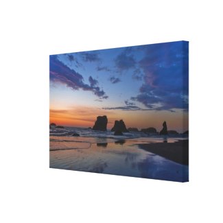 Sea Stacks at Bandon - Sunset on the Oregon Coast Gallery Wrapped Canvas