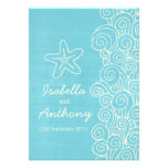 Sea star & swirls blue & cream wedding invitation invitations