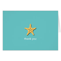 Sea starfish blue yellow custom photo thank you cards