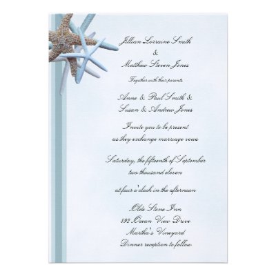 Sea Stars 5x7, Flat Wedding Invitation