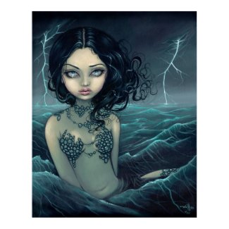 Sea Storm gothic mermaid Art Print print