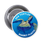 Sea Turles Against Plastic Eco Butto Pinback Button
