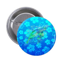 Sea Turtle And Blue Honu Pinback Button