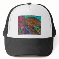 Sea Turtle Art...awesome stained glass style! Mesh Hat