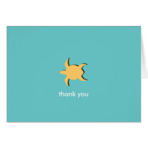 Sea turtle blue yellow custom photo thank you cards