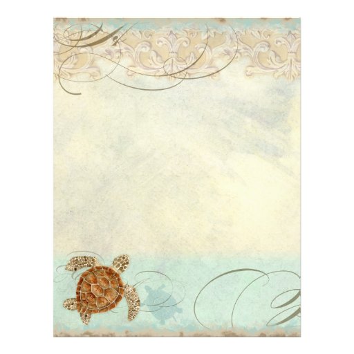 sea turtle coastal beach monogrammed stationery monogrammed letterhead