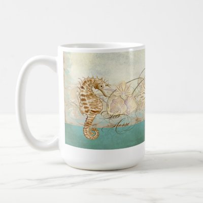 Sea Turtle Great White Egret Seahorse Horse Coffee Mug