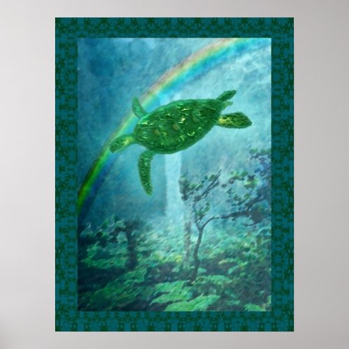 Sea turtle in the rainforest print