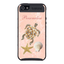Sea Turtle Jewel Print, Starfish & Sea Shell Cover For iPhone 5