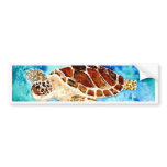 sea turtle marine sealife watercolor painting bumper sticker